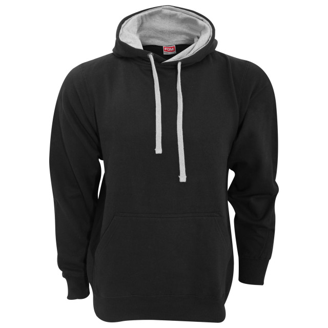 FDM Unisex contrasterende hooded sweatshirt / hoodie (300 gsm) UTFK368_blackheathergrey large