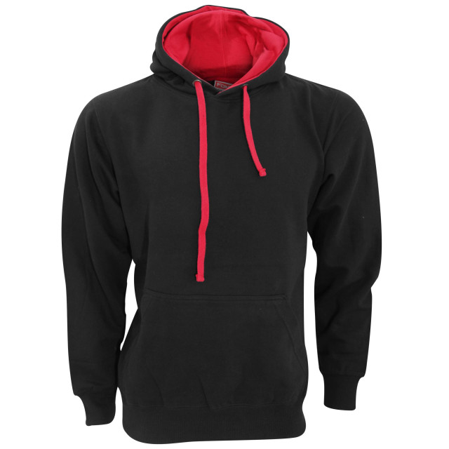 FDM Unisex contrasterende hooded sweatshirt / hoodie (300 gsm) UTFK368_blackfirered large