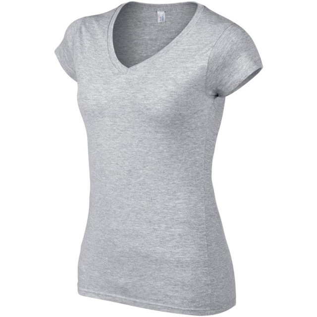 Gildan Dames zachte stijl korte mouw v-hals t-shirt UTFK400_sportgreyrs large