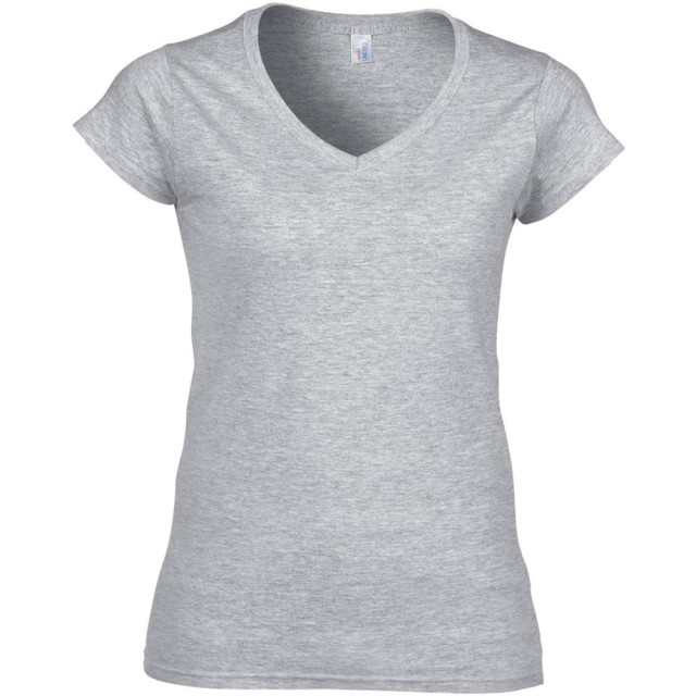 Gildan Dames zachte stijl korte mouw v-hals t-shirt UTFK400_sportgreyrs large