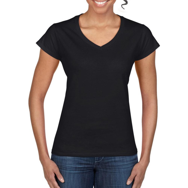 Gildan Dames zachte stijl korte mouw v-hals t-shirt UTFK400_black large