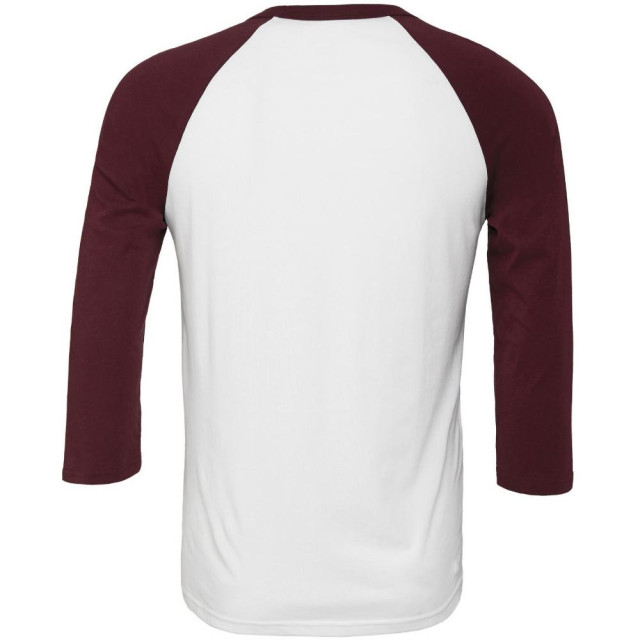 Bella + Canvas Canvas heren 3/4 mouwen baseball t-shirt UTFK271_whitemaroon large