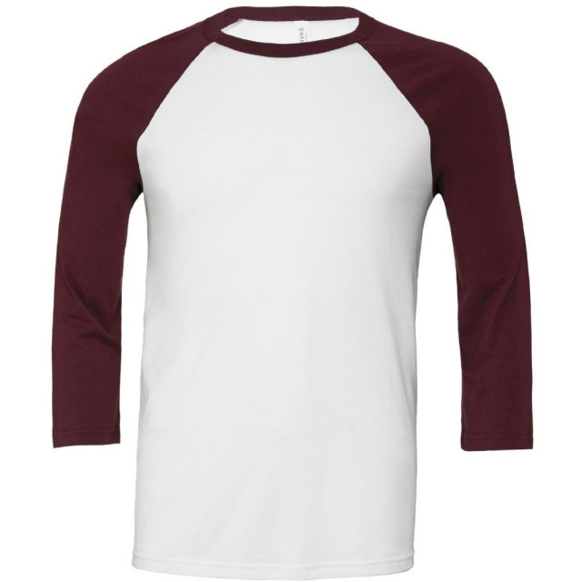 Bella + Canvas Canvas heren 3/4 mouwen baseball t-shirt UTFK271_whitemaroon large