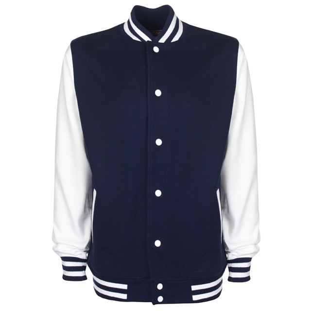 FDM Unisex varsity / university jacket (contrast mouwen) UTFK370_navywhite large