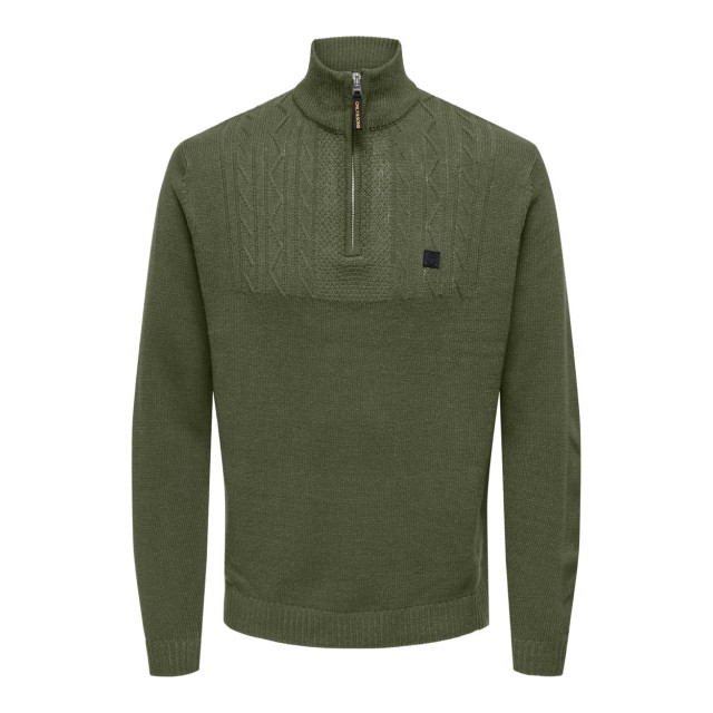 Only & Sons Onsrhett reg 7 half zip knit cs olijf 5219.22.0036 large