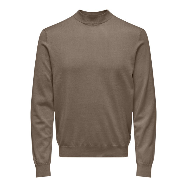 Only & Sons Onswyler life reg 14 ls mock knit taupe 5219.77.0003 large