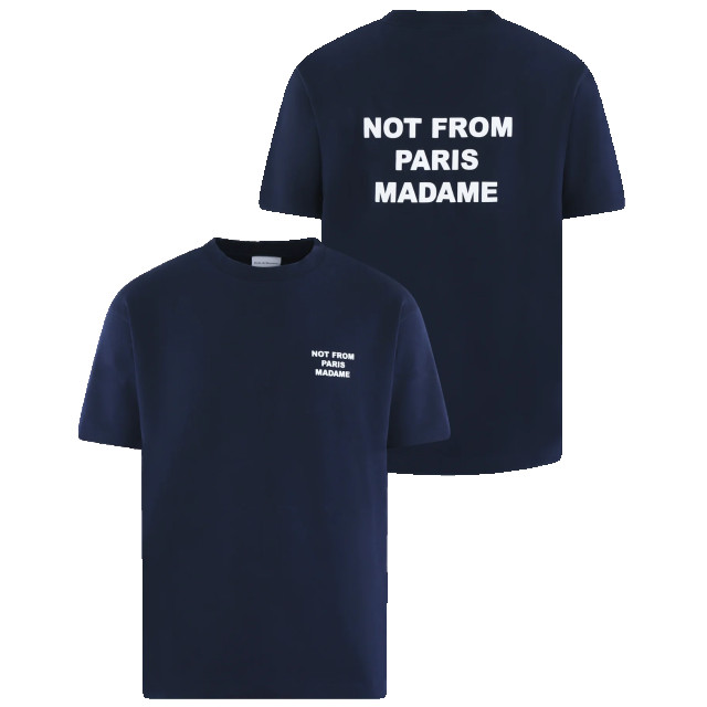 Drole De Monsieur Heren le t-shirt slogan PERM-TS203-CO002-NY-NAVY large