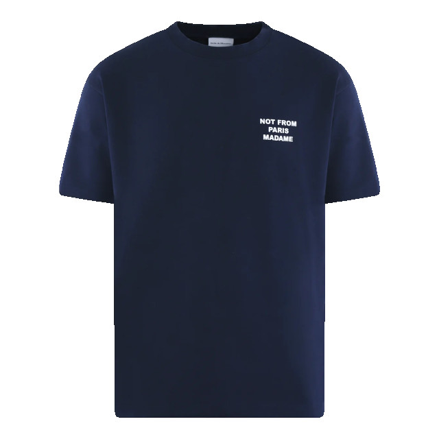 Drole De Monsieur Heren le t-shirt slogan PERM-TS203-CO002-NY-NAVY large