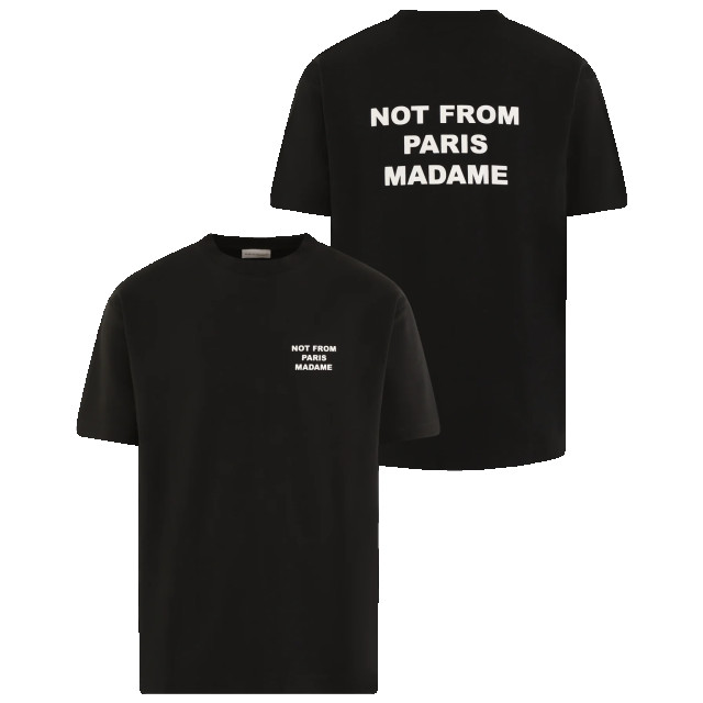 Drole De Monsieur Heren le t-shirt slogan PERM-TS203-CO002-BL-BLACK large