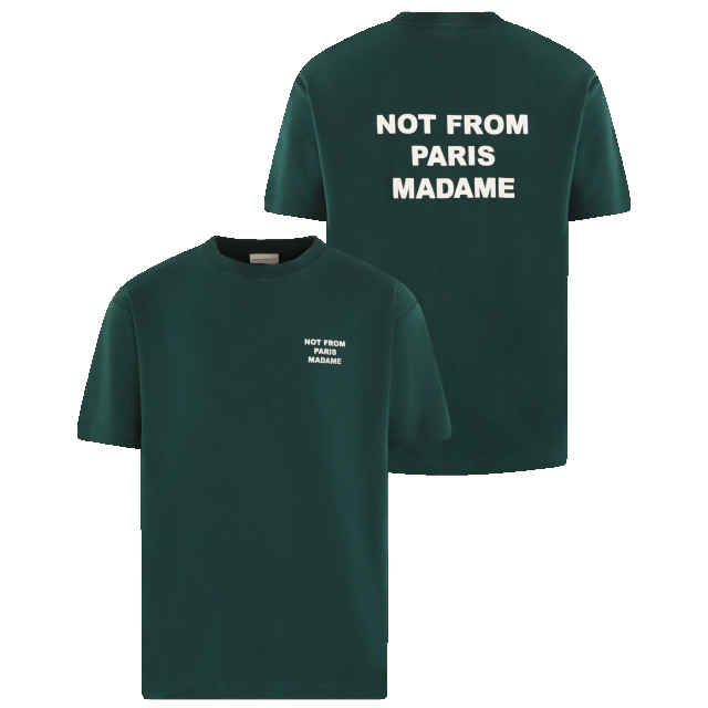 Drole De Monsieur Heren le t-shirt slogan PERM-TS203-CO002-DGN-DARK GREEN large