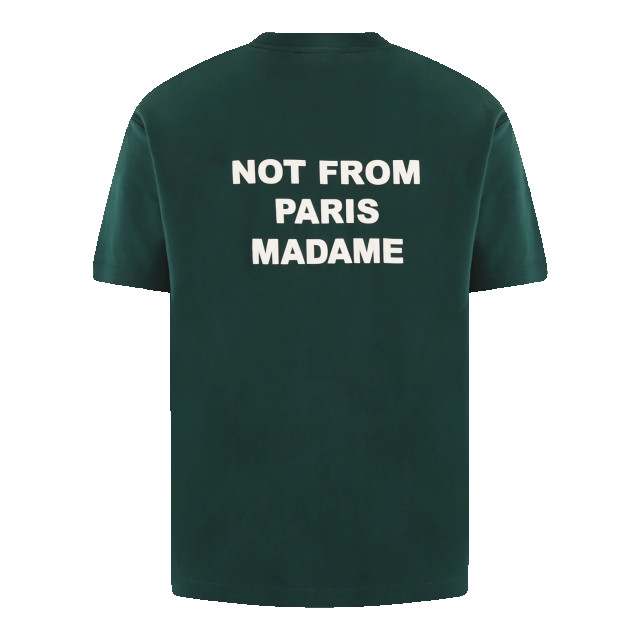 Drole De Monsieur Heren le t-shirt slogan PERM-TS203-CO002-DGN-DARK GREEN large