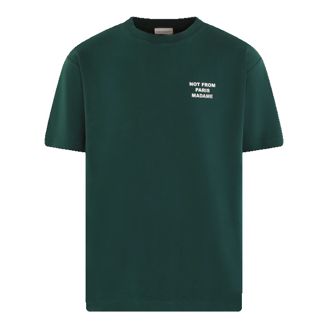 Drole De Monsieur Heren le t-shirt slogan PERM-TS203-CO002-DGN-DARK GREEN large