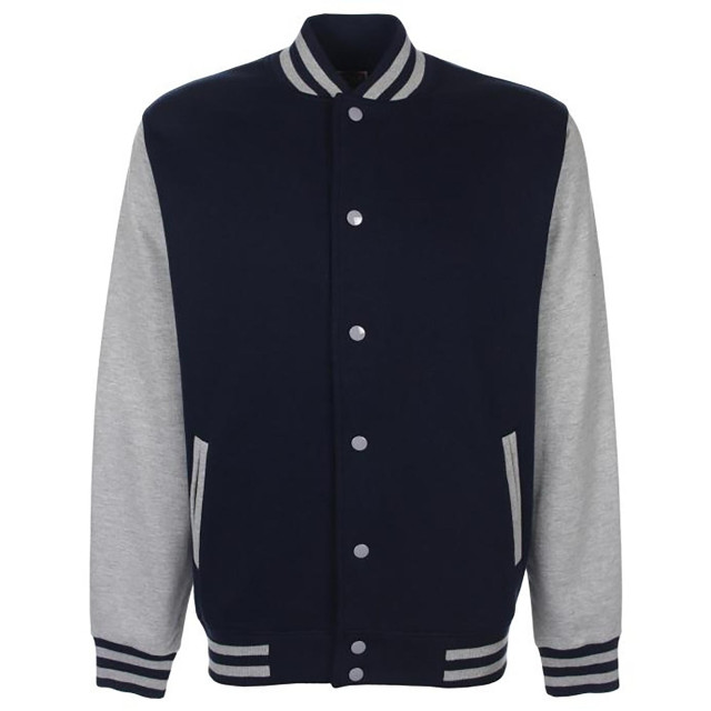 FDM Unisex varsity / university jacket (contrast mouwen) UTFK370_navyheathergrey large