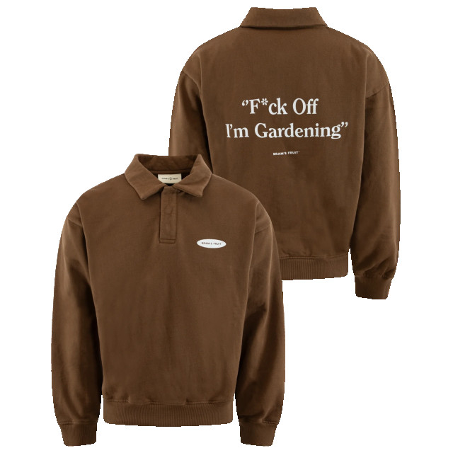 Bram's Fruit Heren f off i'm gardening polo swea F off I'm Gardening Polo Sweat - Brown-Brown large