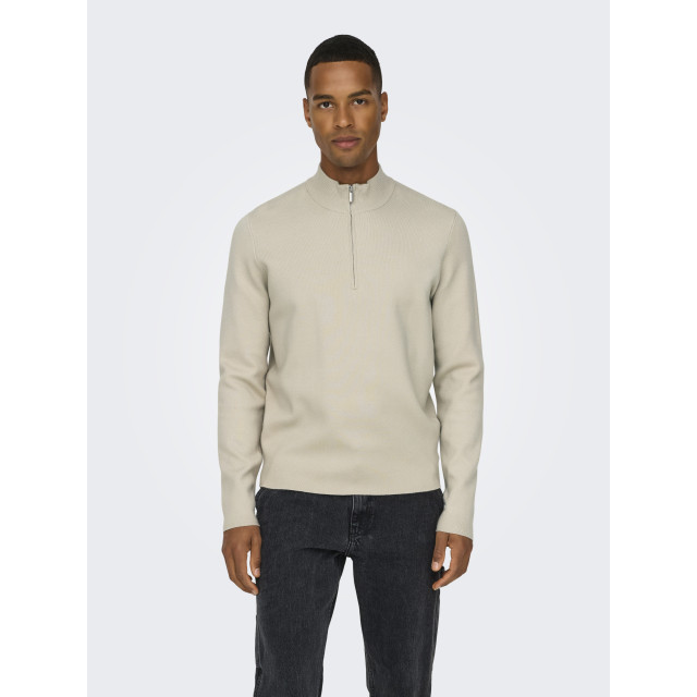 Only & Sons onscooper half zip high neck knit n 22032411 silver lining 05711.915.0004 large