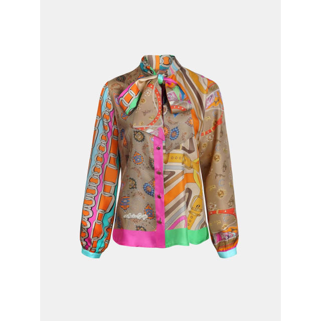 Mucho Gusto ® blouse st. tropez oranje fuchsia riem MUCHO GUSTO® Blouse St. Tropez Oranje Fuchsia Riem large