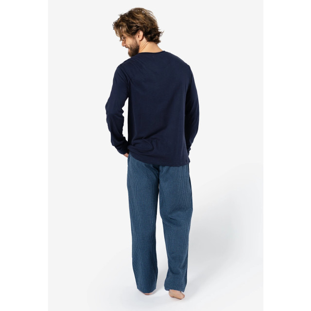 Phil & Co Lange heren pyjama set met flanellen pyjamabroek navy PH-456-02 large