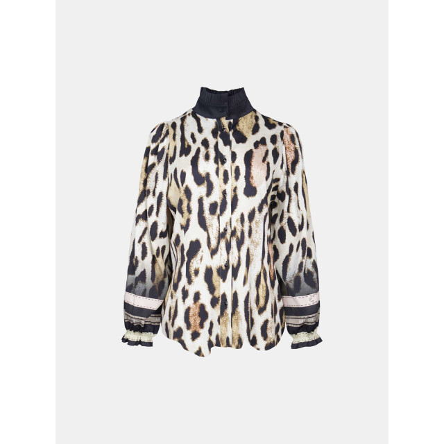 Mucho Gusto Blouse mainz blauw beige leopard print Blouse Mainz Blauw Beige Leopard Print large