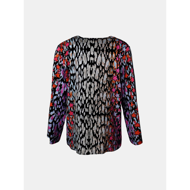 Mucho Gusto Blouse rno degradé luipaardprint met roze en fuchsia accenten Blouse Salerno Degradé Luipaardprint met Roze en Fuchsia Accenten large
