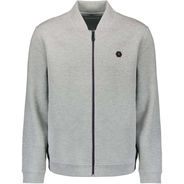 No Excess Sweater full zipper pique bomber grey melange N1006-102 large
