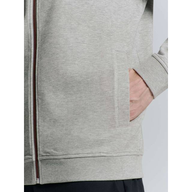 No Excess Sweater full zipper pique bomber grey melange N1006-102 large