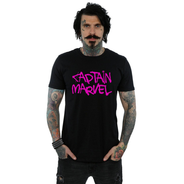 Li-cense Marvel heren captain spray tekst t-shirt UTBI20364_black large