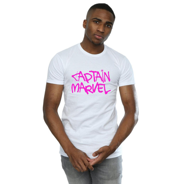 Li-cense Marvel heren captain spray tekst t-shirt UTBI20364_white large