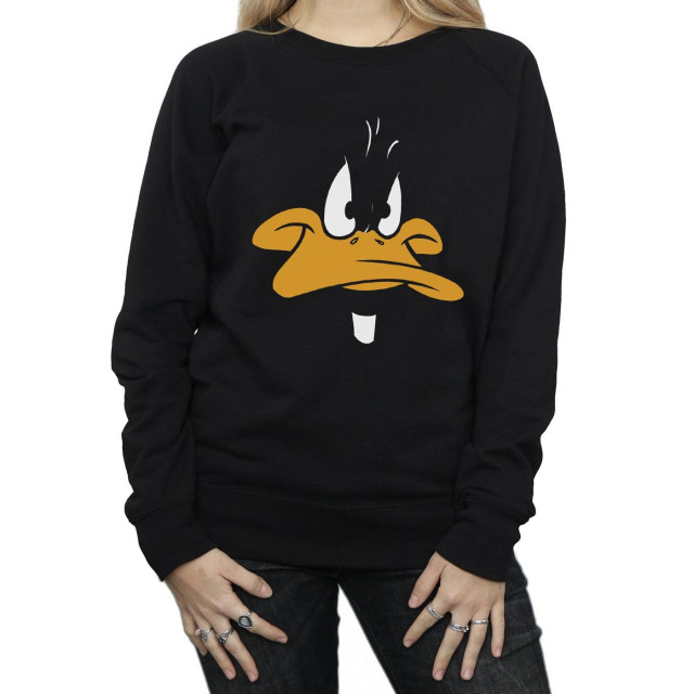 Li-cense Looney tunes dames daffy duck gezicht sweatshirt UTBI1988_black large