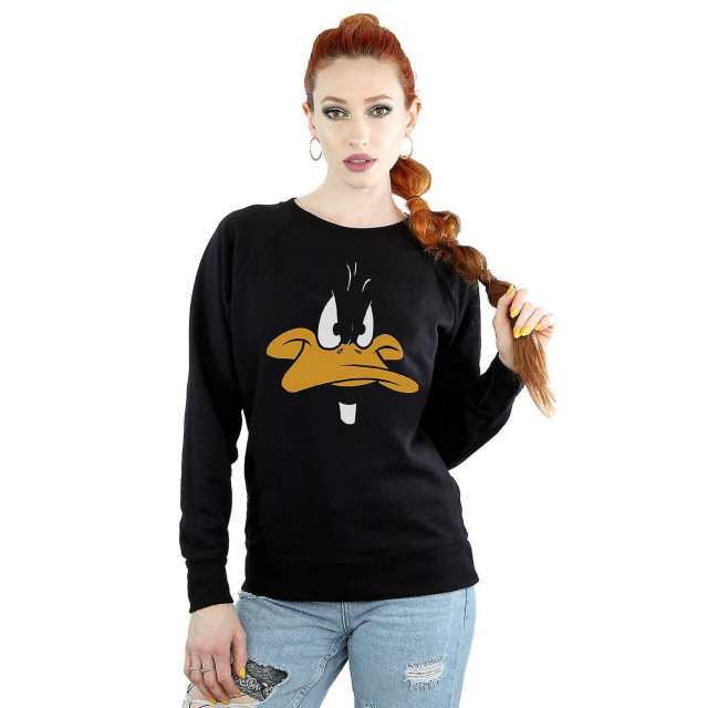 Li-cense Looney tunes dames daffy duck gezicht sweatshirt UTBI1988_black large