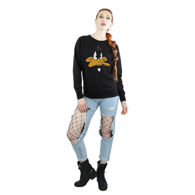 Li-cense Looney tunes dames daffy duck gezicht sweatshirt UTBI1988_black large