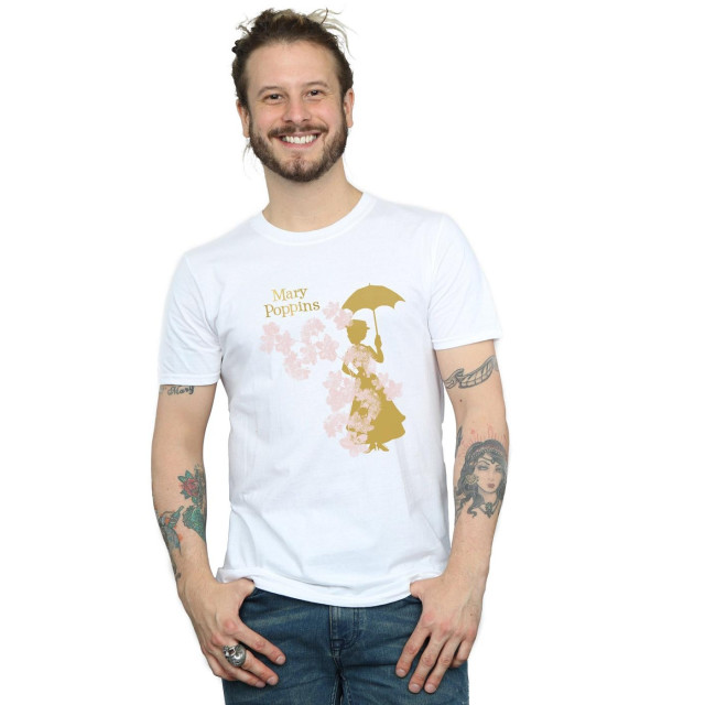 Li-cense Disney heren mary poppins bloemen silhouet t-shirt UTBI18625_white large