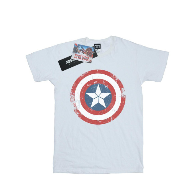 Li-cense Marvel dames captain america civil war distressed shield cotton boyfriend t-shirt UTBI18788_white large
