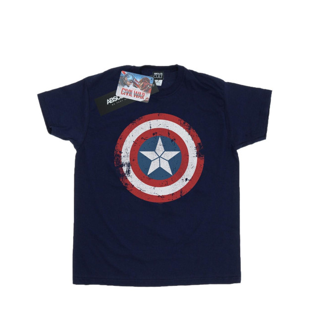 Li-cense Marvel dames captain america civil war distressed shield cotton boyfriend t-shirt UTBI18788_navyblue large