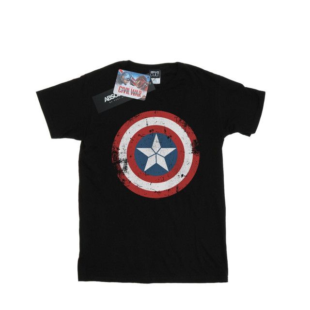 Li-cense Marvel dames captain america civil war distressed shield cotton boyfriend t-shirt UTBI18788_black large
