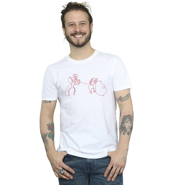 Li-cense Disney heren lady and the tramp spaghetti outline t-shirt UTBI18908_white large