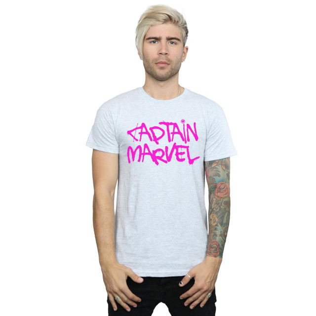 Li-cense Marvel heren captain spray tekst t-shirt UTBI20364_sportsgrey large