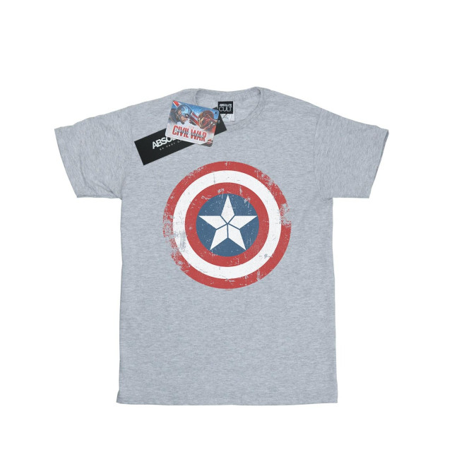 Li-cense Marvel dames captain america civil war distressed shield cotton boyfriend t-shirt UTBI18788_sportsgrey large