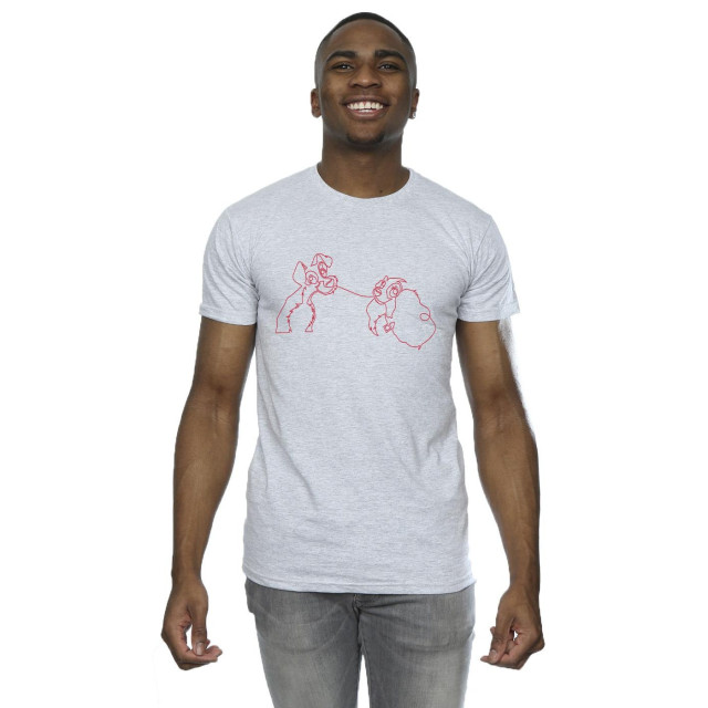 Li-cense Disney heren lady and the tramp spaghetti outline t-shirt UTBI18908_sportsgrey large