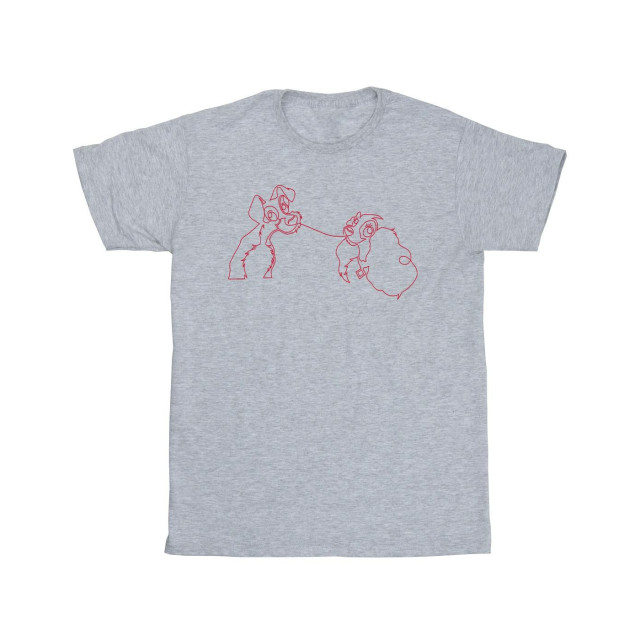 Li-cense Disney heren lady and the tramp spaghetti outline t-shirt UTBI18908_sportsgrey large
