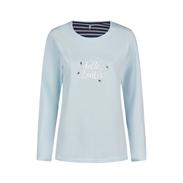 By Louise Dames pyjama set lang katoen lichtblauw BL-494-02 large