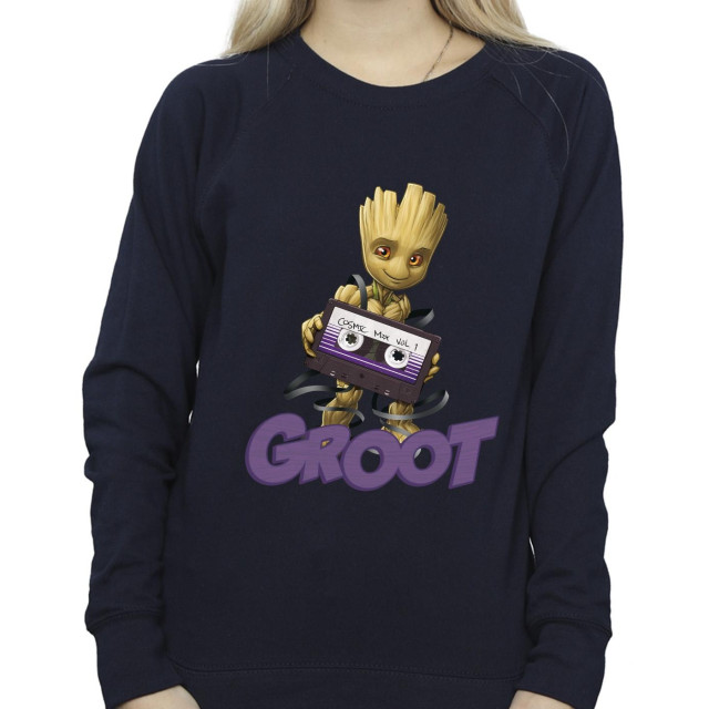 Li-cense Guardians of the galaxy dames groot casette sweatshirt UTBI19579_navyblue large