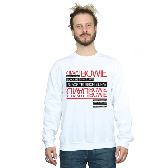 Li-cense David bowie heren sweatshirt met zwarte stropdas en te ruis UTBI19283_white large