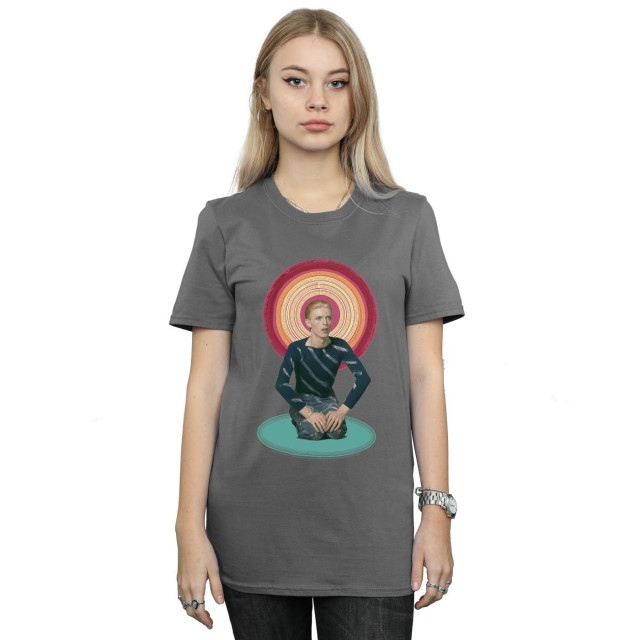 Li-cense David bowie dames knielend halo katoenen vriendje t-shirt UTBI19051_charcoal large