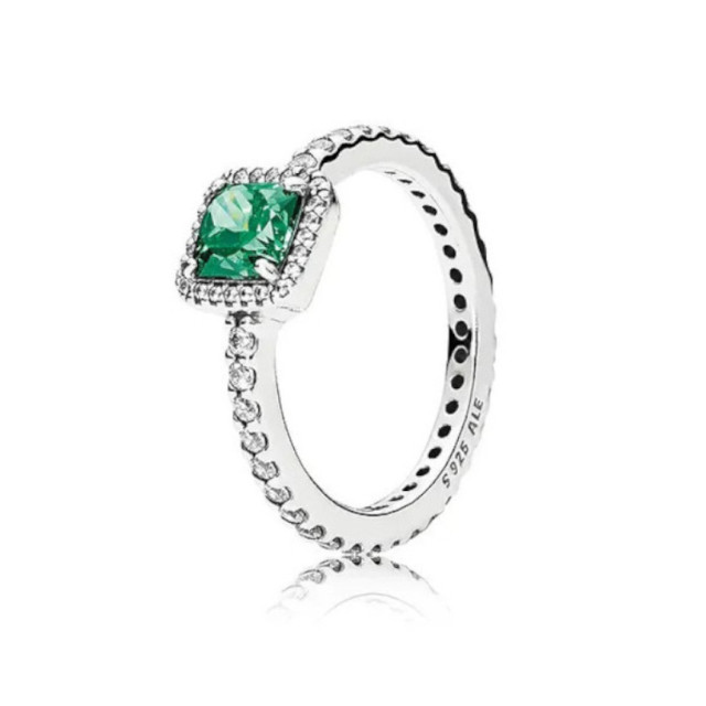 Mijn bedels Sterling ring met groen kristal en zirkonia's MBCC2419|54 large