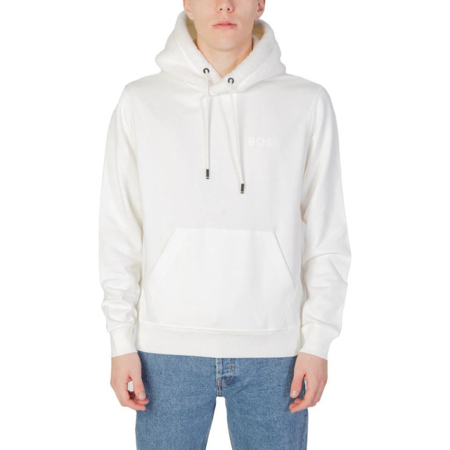 Hugo Boss Katoenen cream hoodie trui Hugo Boss Wit Katoenen Cream Hoodie Trui large