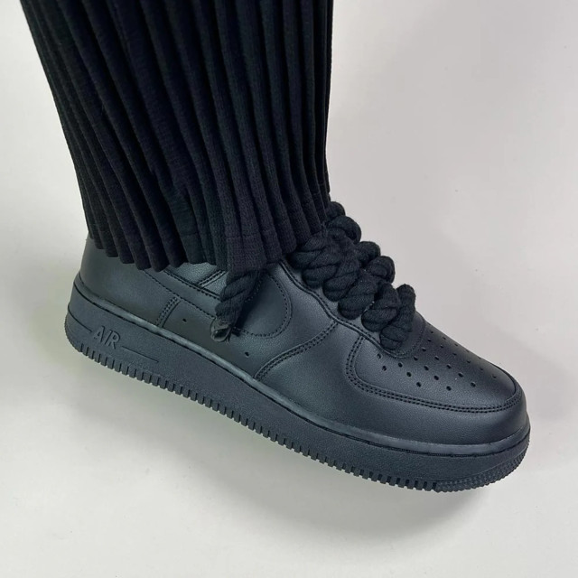 Nike Air force 1 low rope laces black custom 315122-116 large
