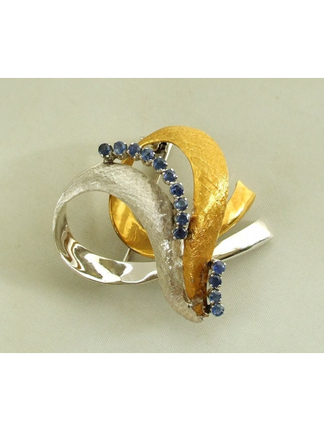 Christian 18 karaat bicolor gouden broche met saffier 2N37F93-9218OCC large