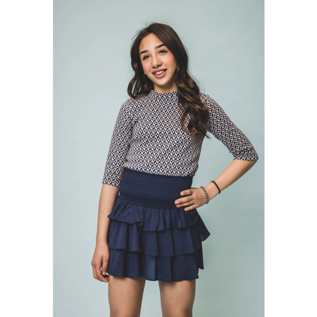 Looxs Revolution Fancy navy top geomatric print voor meisjes in de kleur 2501-5413-029 large