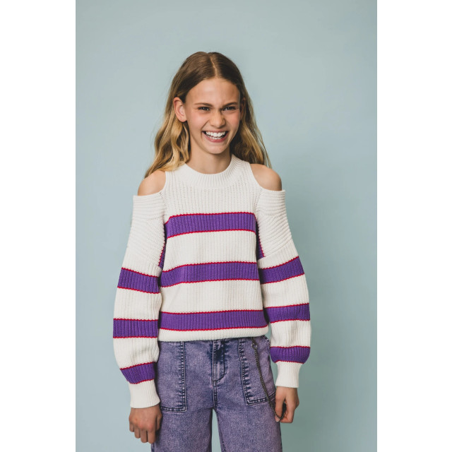 Looxs Revolution Gestreepte trui met open schouders voor meisjes in de kleur 2501-5303-935 large