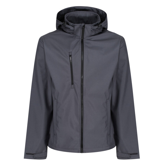 Regatta Heren venturer 3 layer hooded soft shell jacket UTFK2621_sealgreyblack large